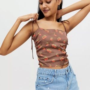 Urban Outfitters | Bella Tie Shoulders Brown Motif Cherry